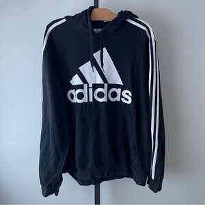 Adidas Trefoil Hoodie Black White 3 Stripe Large Logo Mens Size XL